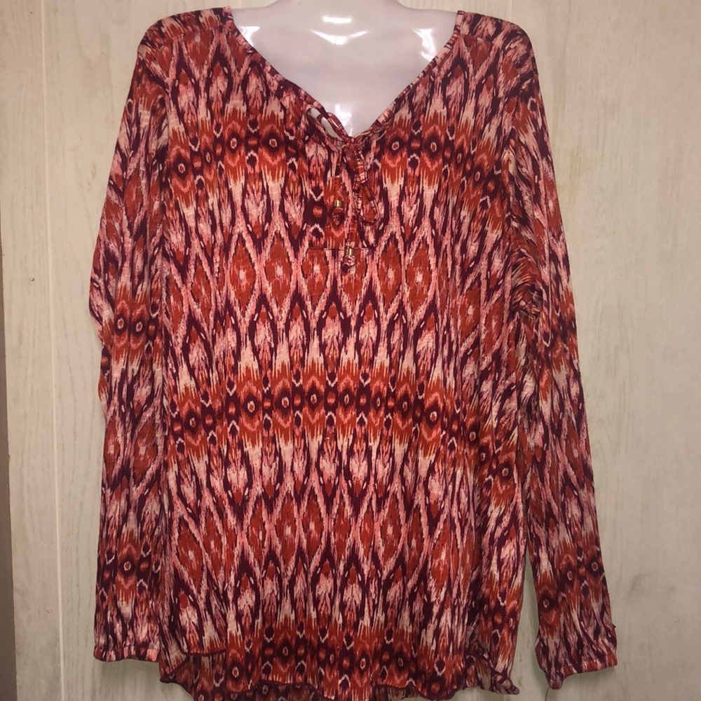 Maroon and rustic orange long sleeve shirt